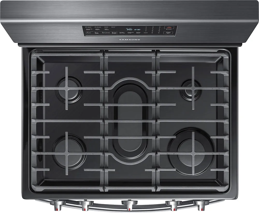 Samsung - 5.8 Cu. Ft. Self-Cleaning Freestanding Fingerprint Resistant Gas Convection Range - Black stainless steel