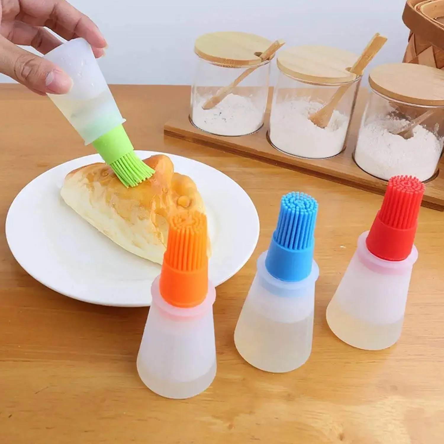 Silicone Cooking Oil Bottle With Basting Brush (Cap Not Include)