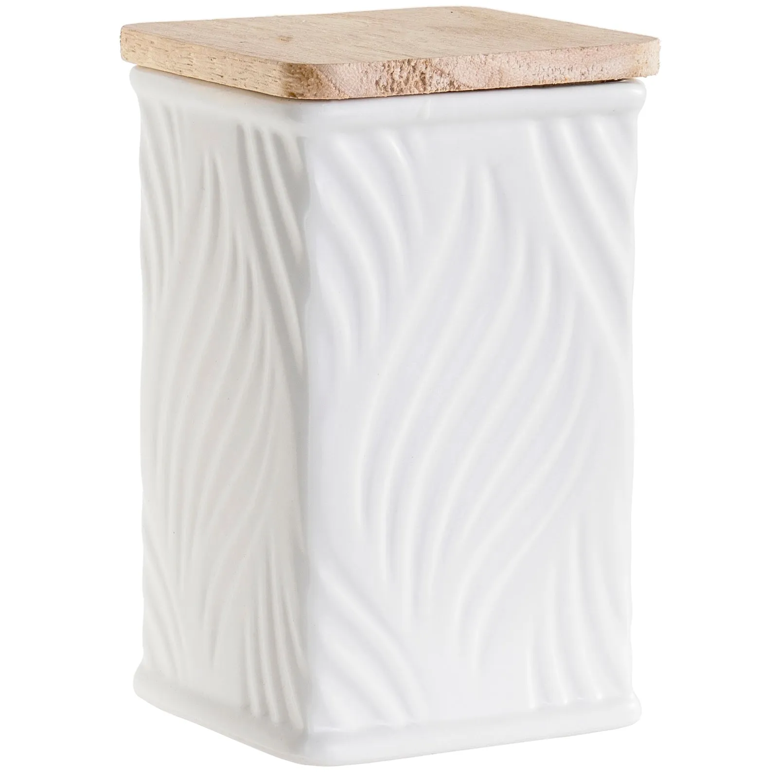 Swan Creek Highly Scented Pillar Candle in Square Ceramic Canister with Lid, White Collection – Assorted Patterns – Harvest Spice, 13 oz.