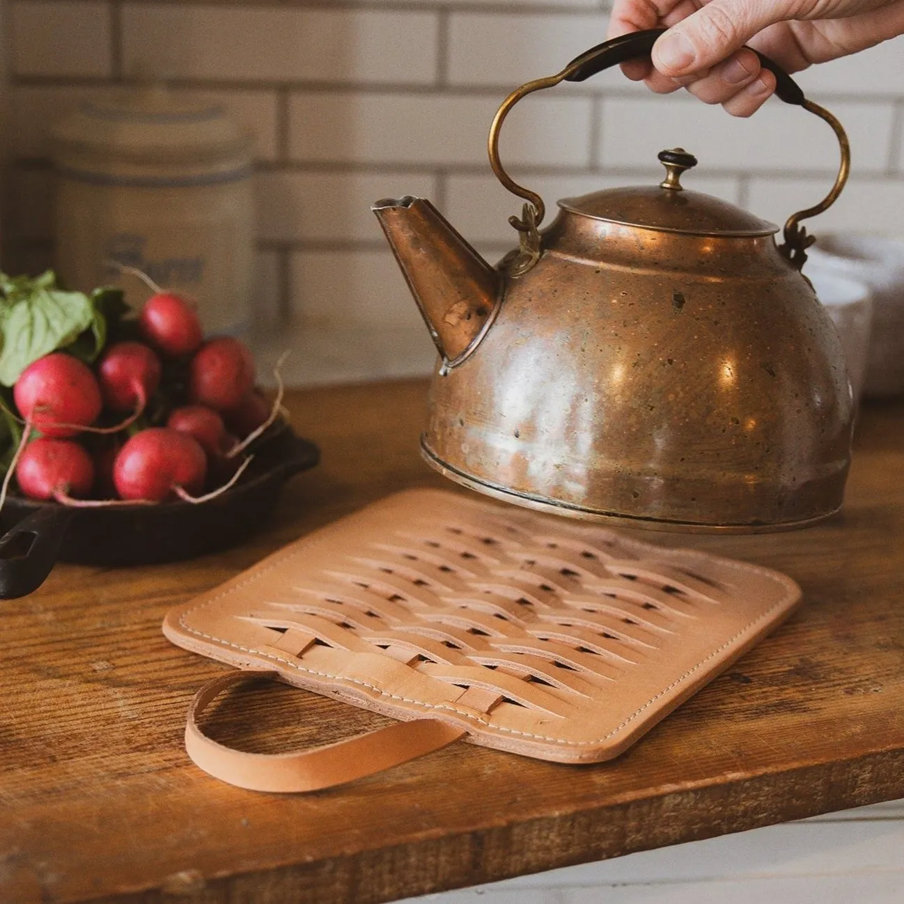 Woven Leather Trivet - USA Made